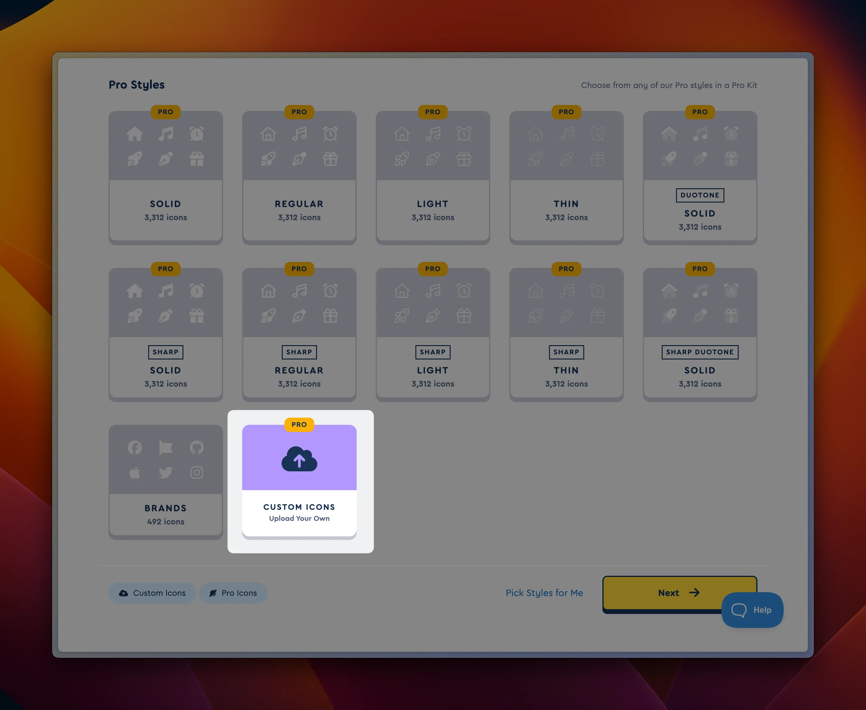 Choose which styles you'd like in your Kit