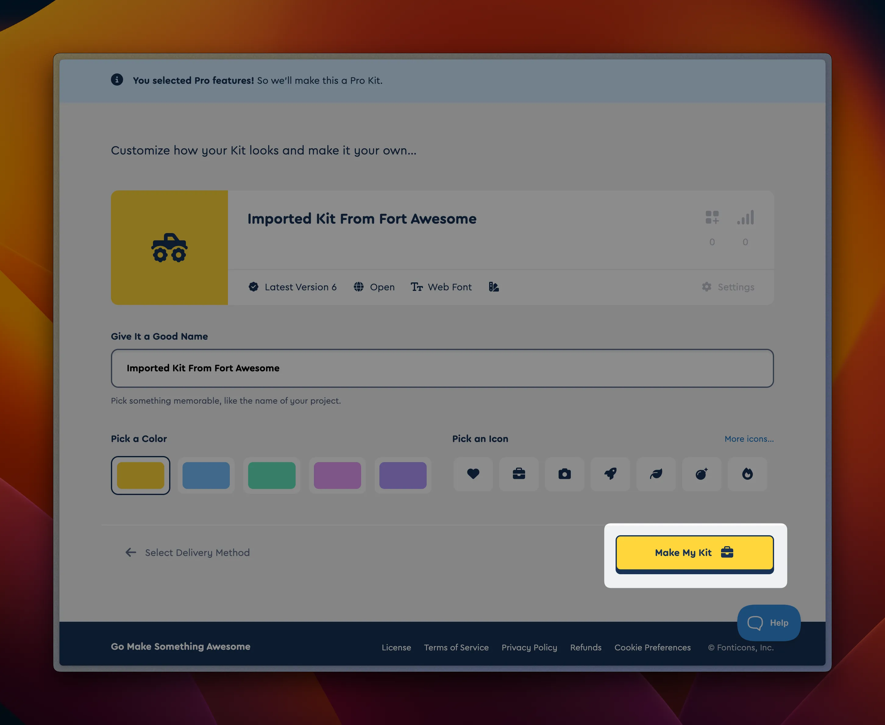 Name your Kit and complete the creation process