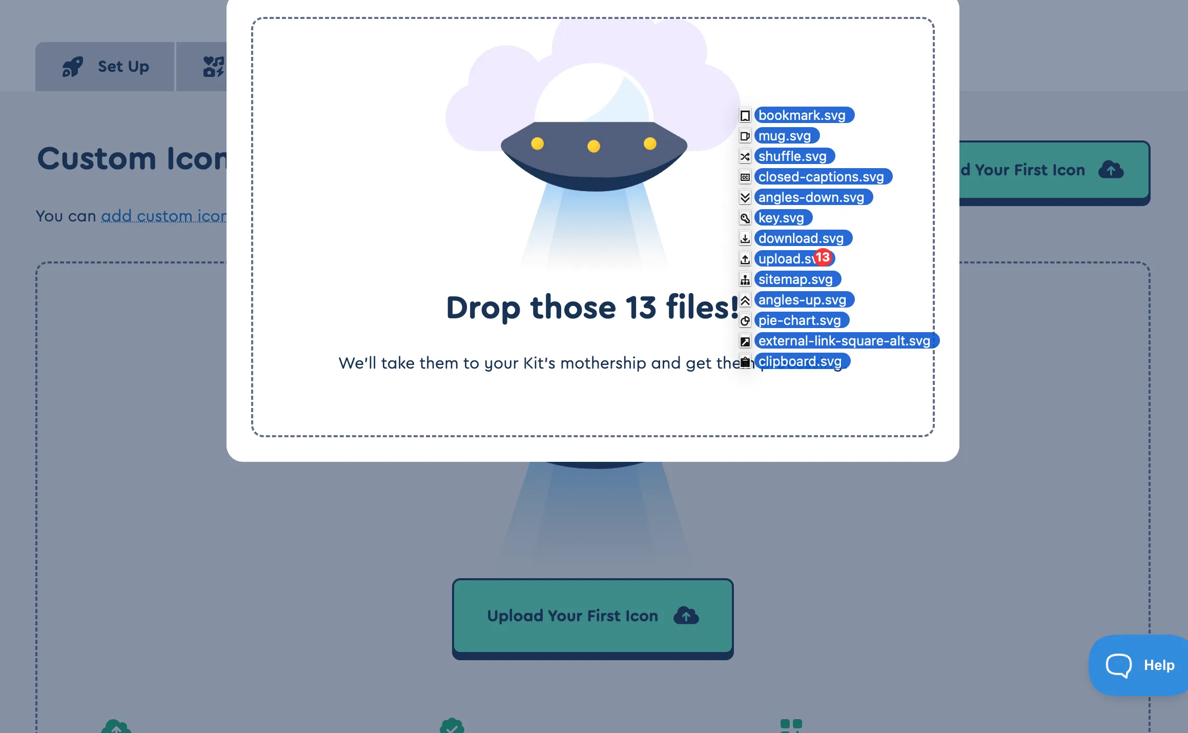 Dragging files into the upload page